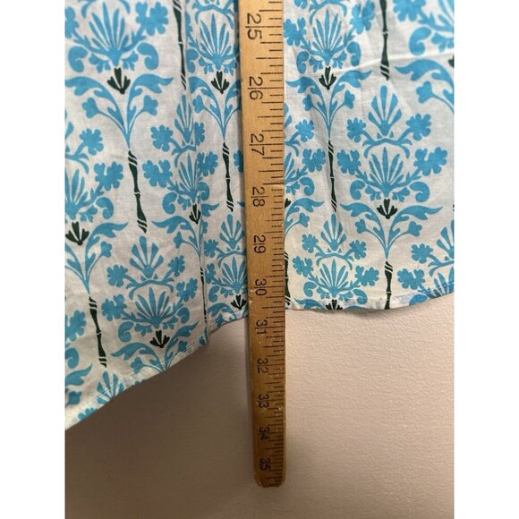 Talbots Plus Blue White Long Sleeve Geometric Button Down Shirt Cotton Size 2X - Picture 7 of 10